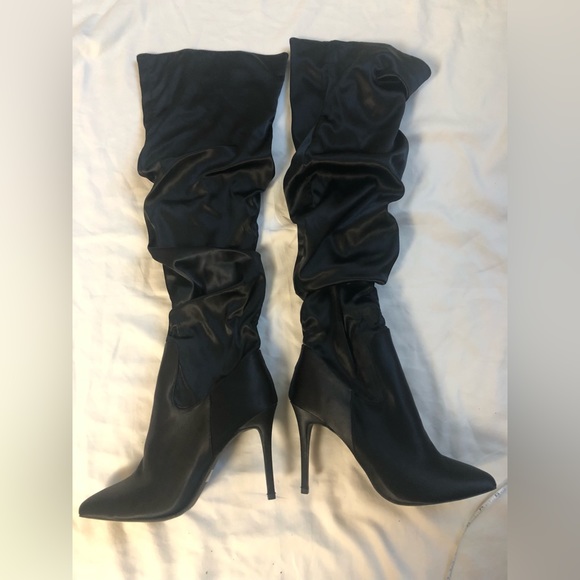 WILD DIVA RUCHED HIGH HEEL BOOTS SIZE:9 - Picture 3 of 5